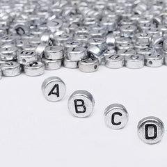 100pcs Silvery Alphabet Acrylic Beads for DIY Jewelry & Bracelet Crafting