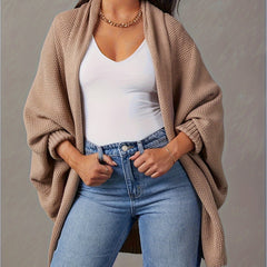 Casual Cardigan Women's Plus Solid Bat Sleeve...ront Cardigan