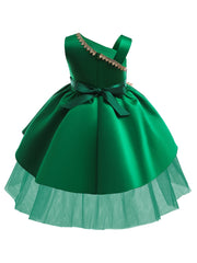 Girls Mesh Patchwork Princess Dress for Christmas Evening Party