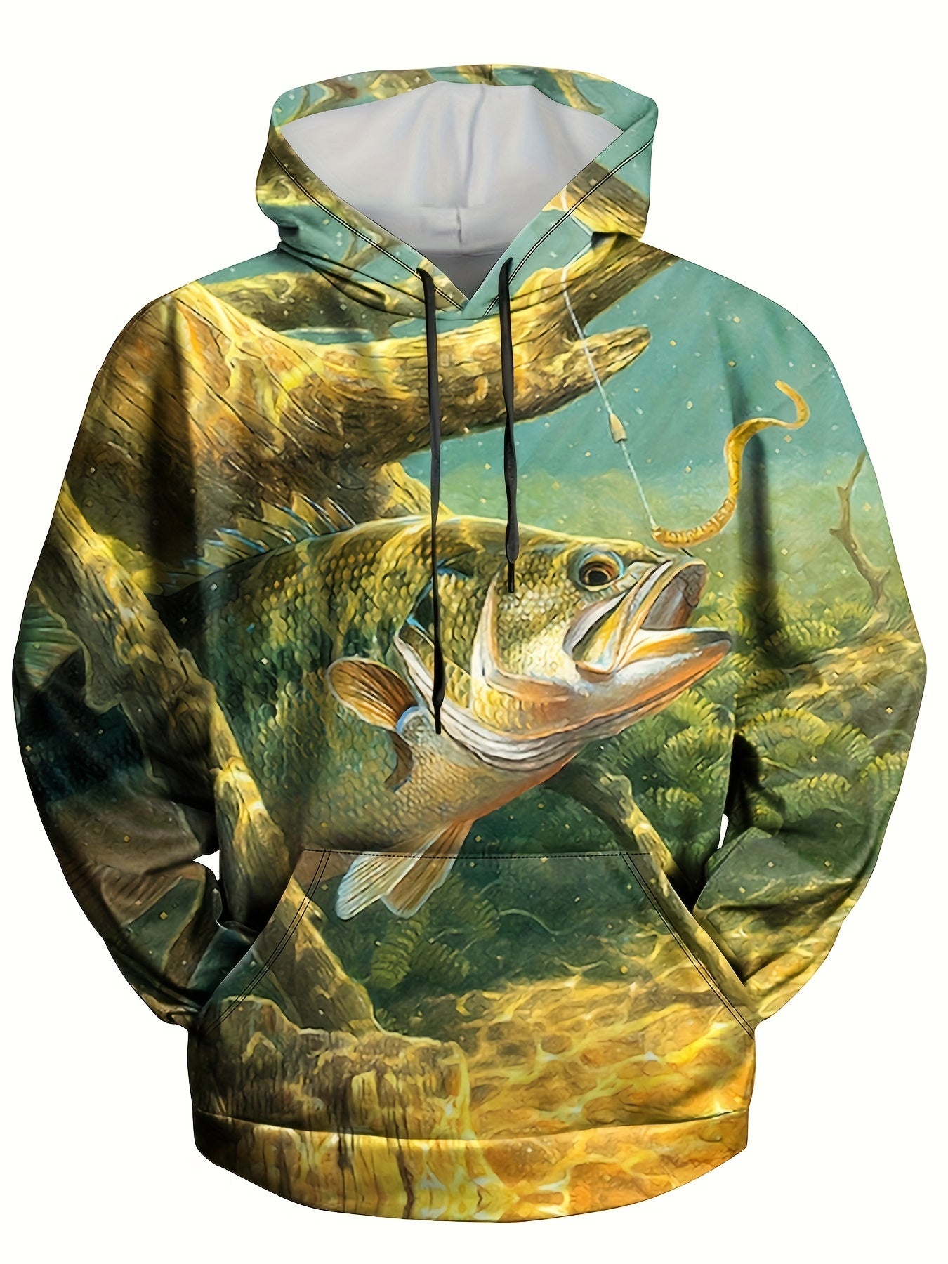 3D Print Fish Hoodie Men Comfy Loose Pullover Hooded Autumn Winter