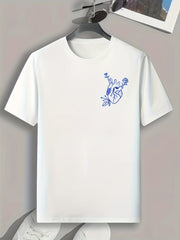 Heart Doodle Print Men's Comfy T shirt Active Slightly Stretch Tee