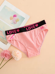 6 Pcs Women's Solid Waist Bikini Panties Breathable Cotton Lingerie