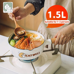 Enamel Non Stick Soup Pot With Lid Flat Bottom Milk Pan