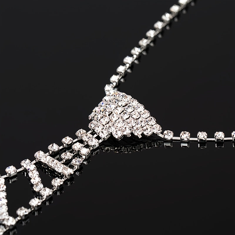 Rhinestone Tie Long Necklace Women's Bow Tie Diamond Dress Tie