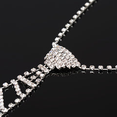 Rhinestone Tie Long Necklace Women's Bow Tie Diamond Dress Tie