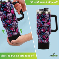 40oz Skull Print Water Bottle Insulated Leak Proof Sports Cup with Handle