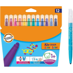 12 Ultra Washable Marker Pens for Kids Bright Colors Easy Grip