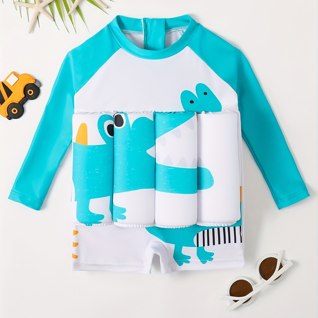 Long Sleeve Boys Swimsuit - High Stretch Buoyancy Shorts