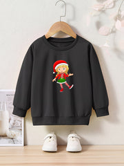 Christmas Anime Elf Print Girls Casual Pullover Sweatshirt