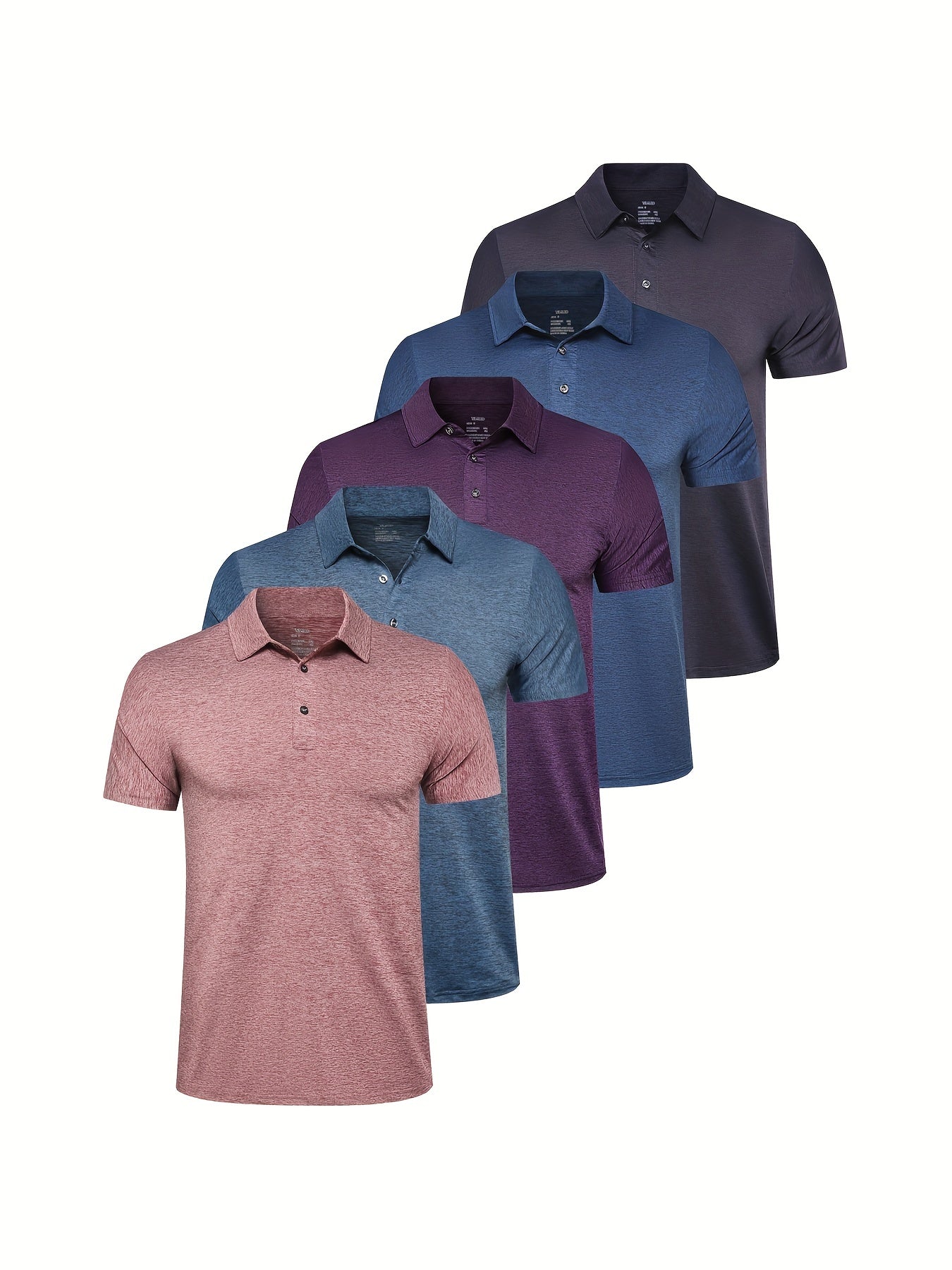 5 Pack Men's Quick Dry Golf T Shirt Performance Moisture Wicking Casual Workout
