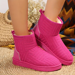 Women's Solid Snow Boots Non slip Comfortable Thickened Medium Tube Shoes