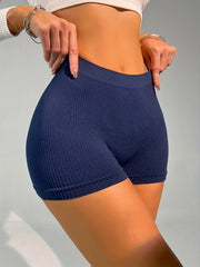 3pcs Solid Ribbed Boyshort Panties Soft & Comfortable Mid Rise Stretch Panties