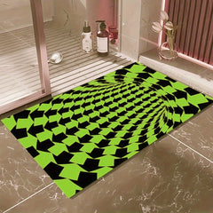 Waterproof Kitchen Runner Rug Green Swirl Print Diatom Mud Absorbent Mat