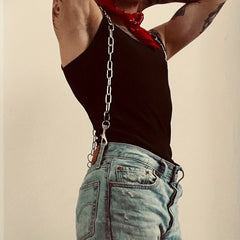 Punk Steel Chain O ring Chain Strap For Men