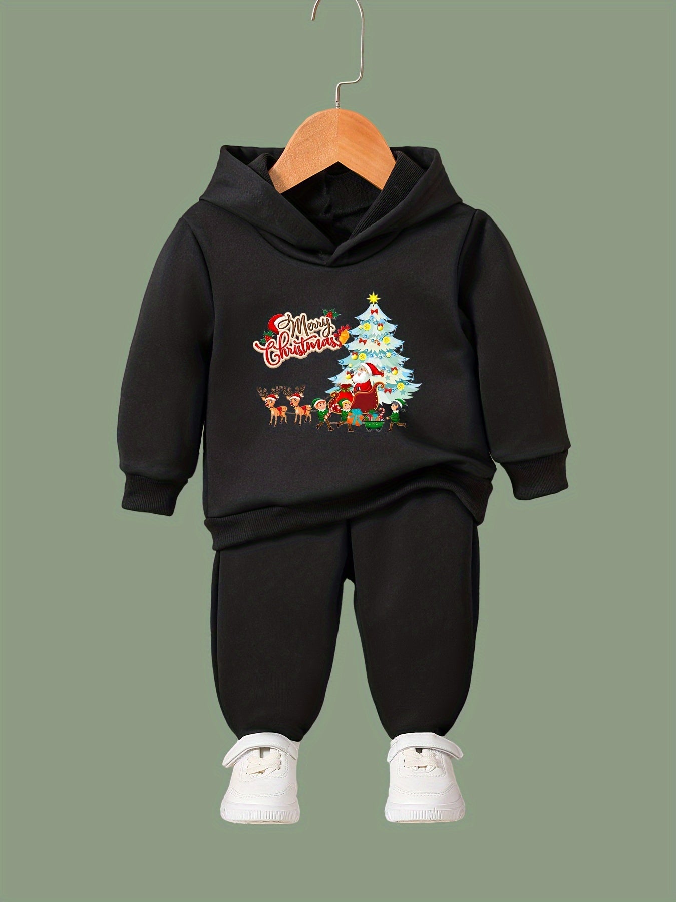 OERYUI 2pcs Christmas Night Print Hoodies Pants Set For Boys Girls