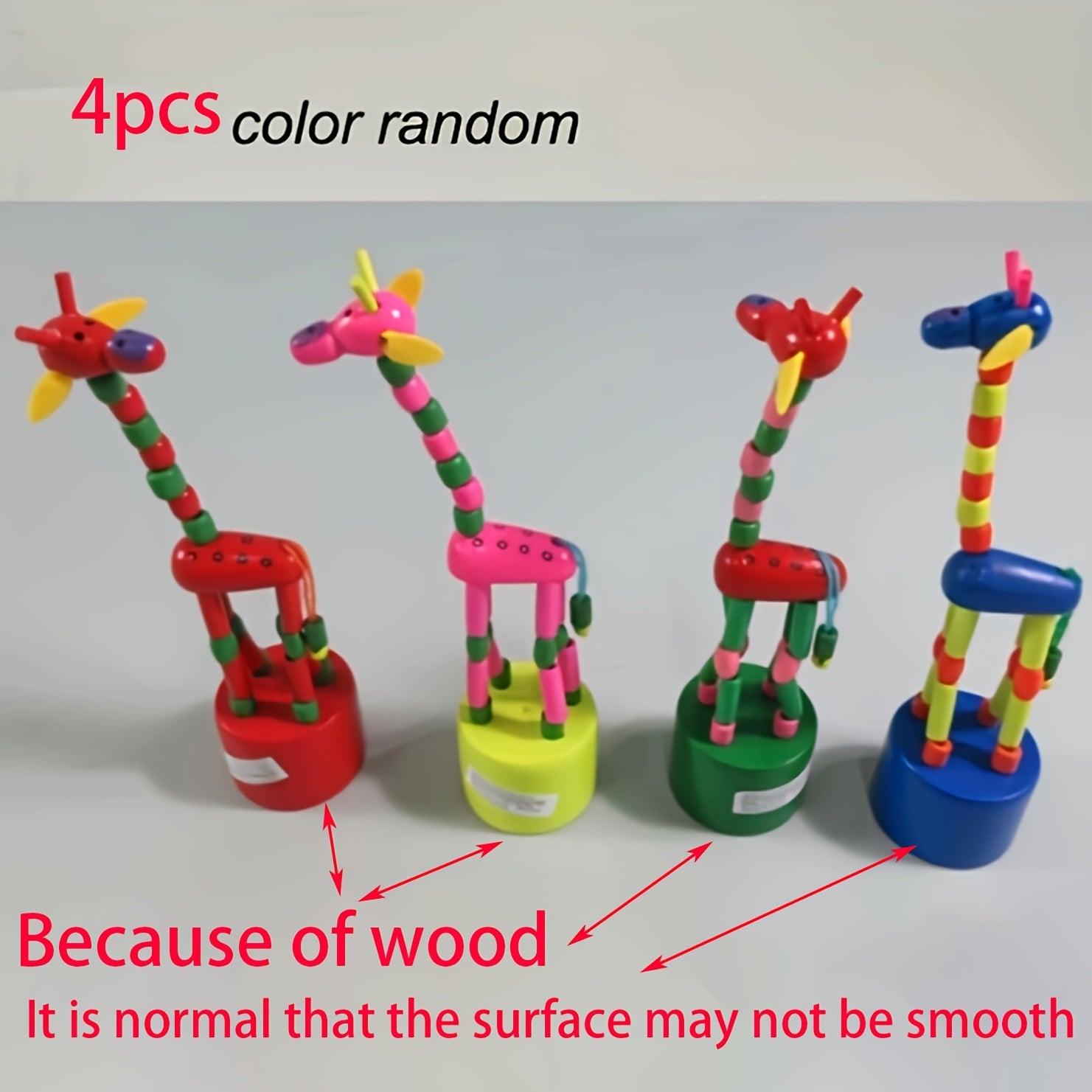 4pcs Swing Station Bucket Animal Finger Toy Wooden Giraffe Dance Toy