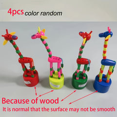 4pcs Swing Station Bucket Animal Finger Toy Wooden Giraffe Dance Toy