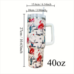 1200ml Scene Print Stainless Steel Water Bottle Leakproof Tumbler Cup