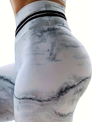 Marble Print Yoga Leggings High Waist Fitness Sports Pants