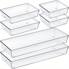 6pcs Plastic Drawer Organizer Set for Cosmetics Storage in Bathroom