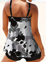 Modest Tankini Set Polka Dot Print Cami Top & Boysho