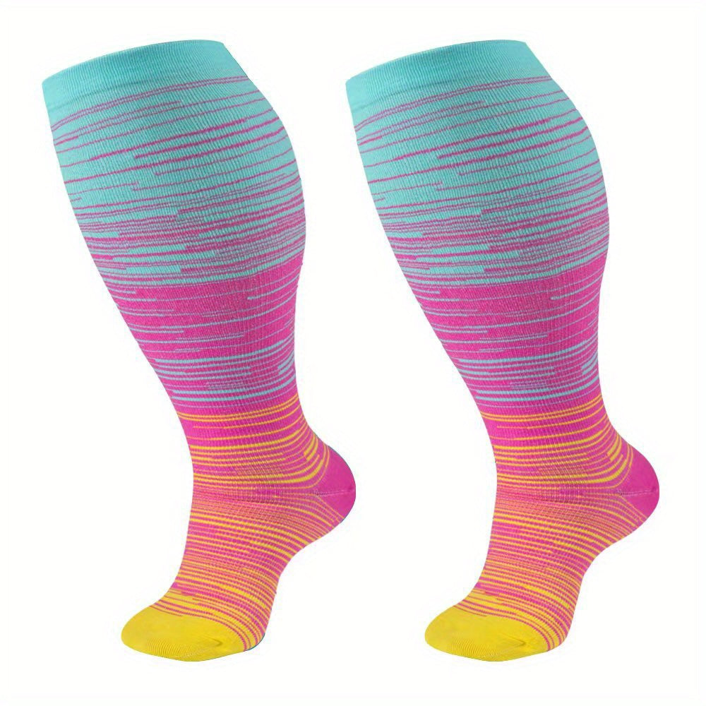 3 Pairs Plus Size Compression Socks 20-30 mmHg Knee High Support Stockings