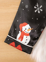 Girls Christmas Print Pajamas Set