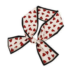 2pcs Heart Pattern Neckerchief Silk Skinny Scarf Handbag Charm Gift