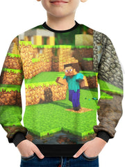 Pixel Man Print Kid's Sweatshirt Unisex Pullover Top