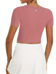 Hollow Out Skinny Short Sleeve Top Sports Yoga T Shirt