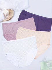4 Pack Plus Size Panties Set Women's Plus Ultra Soft Pin Dot Print