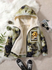 Boy's Tie Dye Lion Print Hooded Jacket