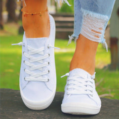 Non Slip Canvas Shoes Lightweight Lace Up Casual Skate Shoes