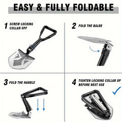 Portable Camping Shovel High Temp Steel Trench Tool Fold Handle Shovel