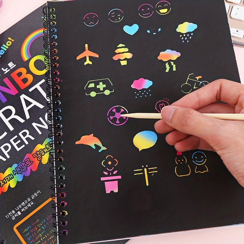 10pcs Scratch Painting Coloring Book Large Size