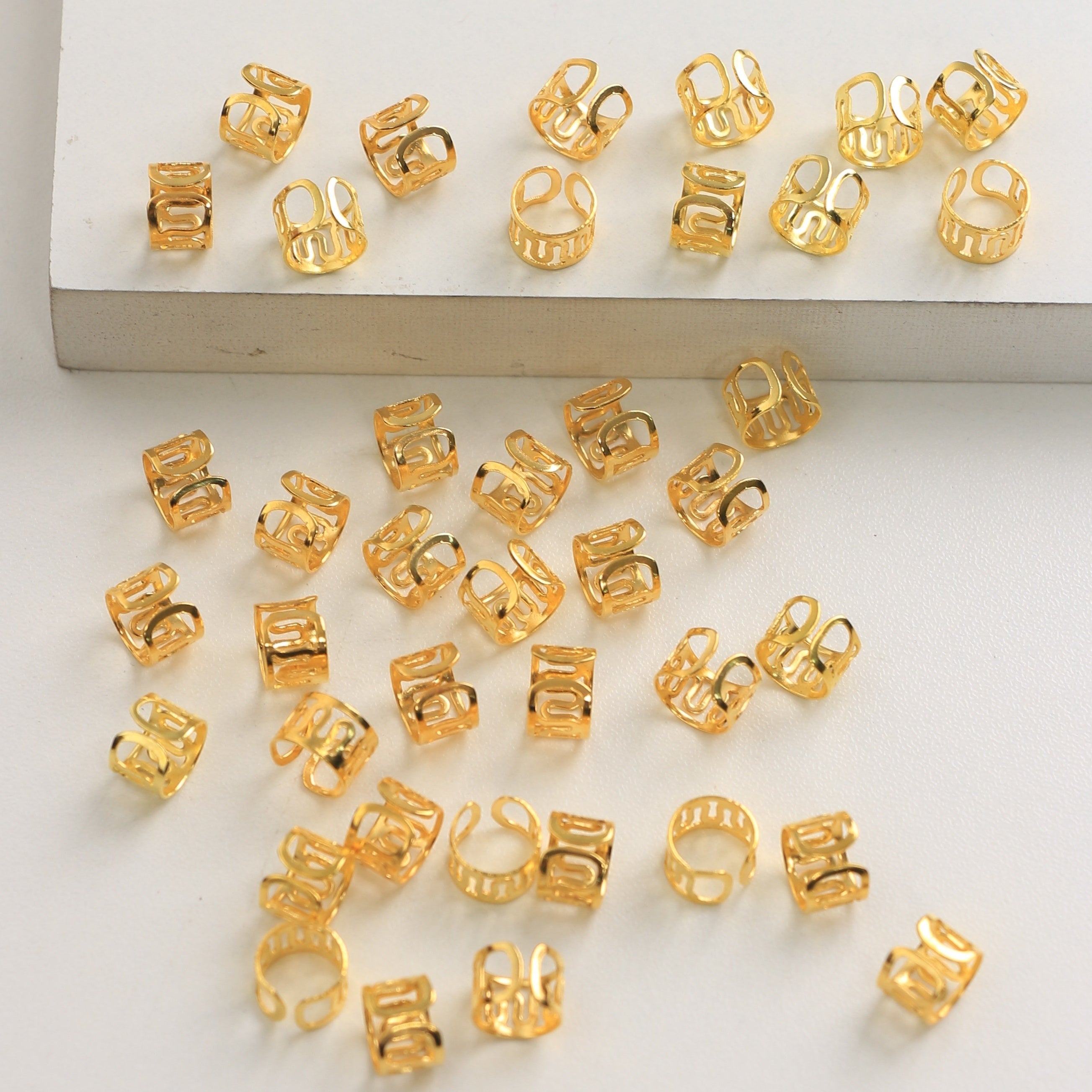 40pcs Golden Wavy Hair Ring for Braids Punk Hair Ring for Dreadlock
