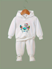Girls 2pc Cartoon Bear & Elfins Hooded Sweatshirt & Sweatpants Set