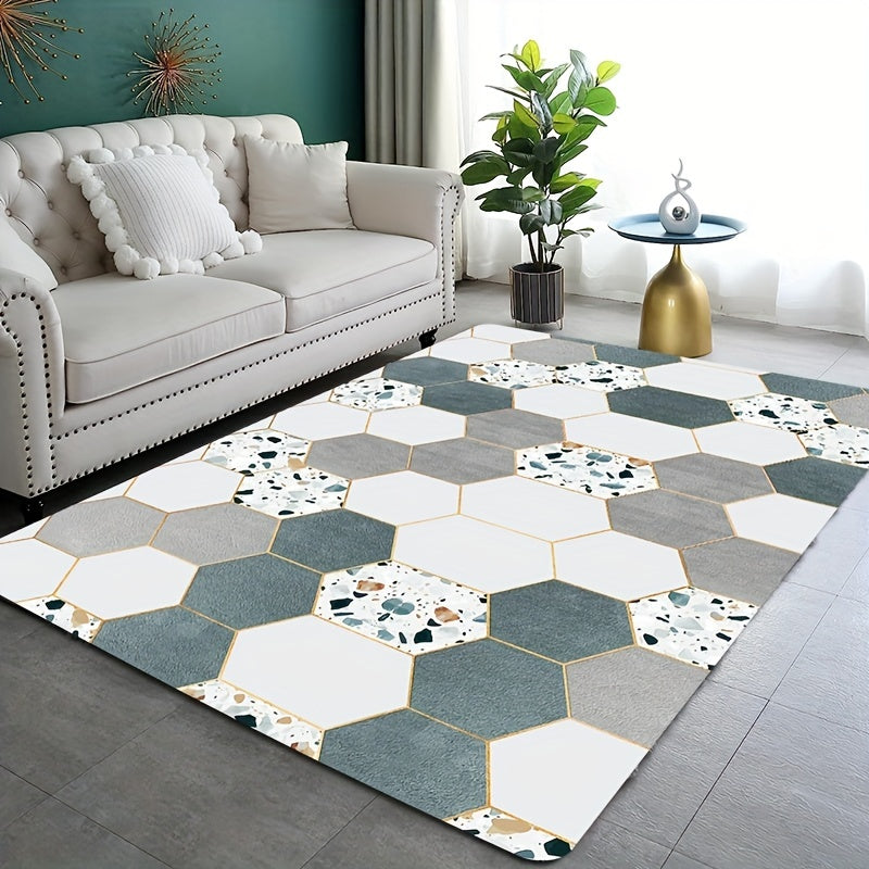 Geometric Shaggy Area Rug for Living Room Bedroom Game Room Stylish Decor