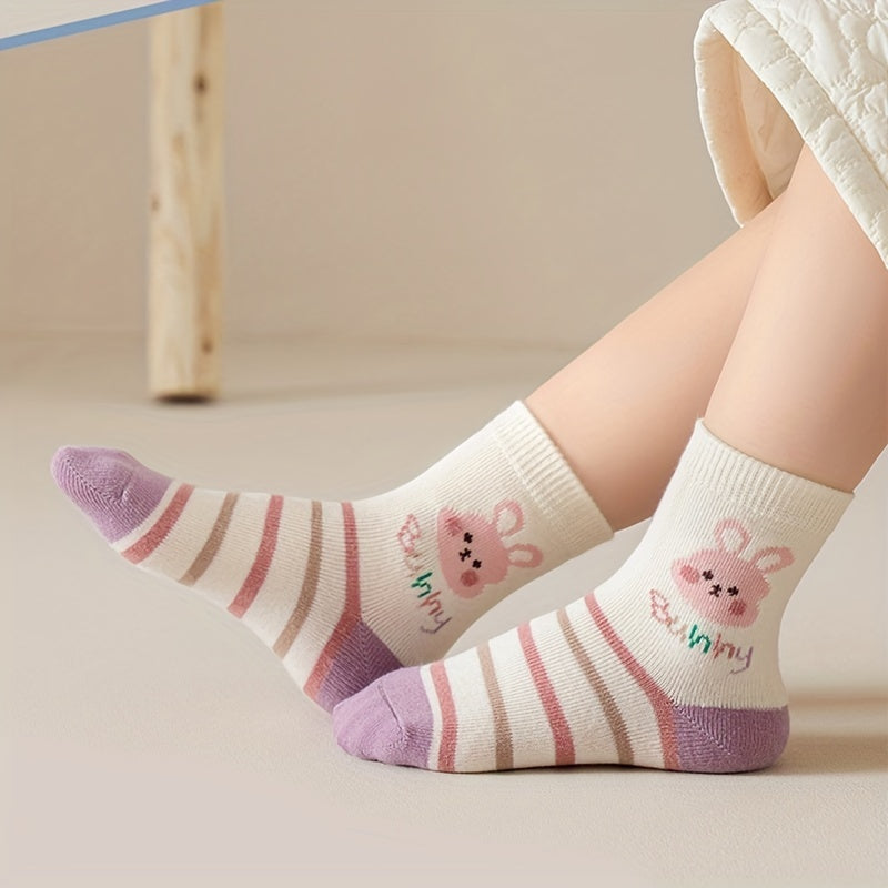 5pairs Baby Girls Cartoon Socks Spring Autumn