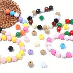 100pcs Acrylic Christmas Series Round Beads DIY Mobile Phone Chain Bag Pendant