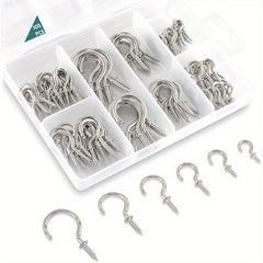 105pcs Cup Hooks Screw-in Kit for Hanging Jewelry Silvery