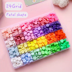 24 Grid Wax Bead Set in Petal Shape Box for Sealing Wax DIY
