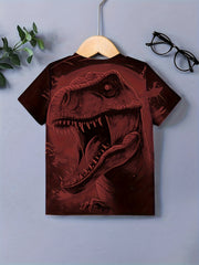 Roaring Dinosaur Boys T-Shirt Short Sleeve Loose Summer Tee