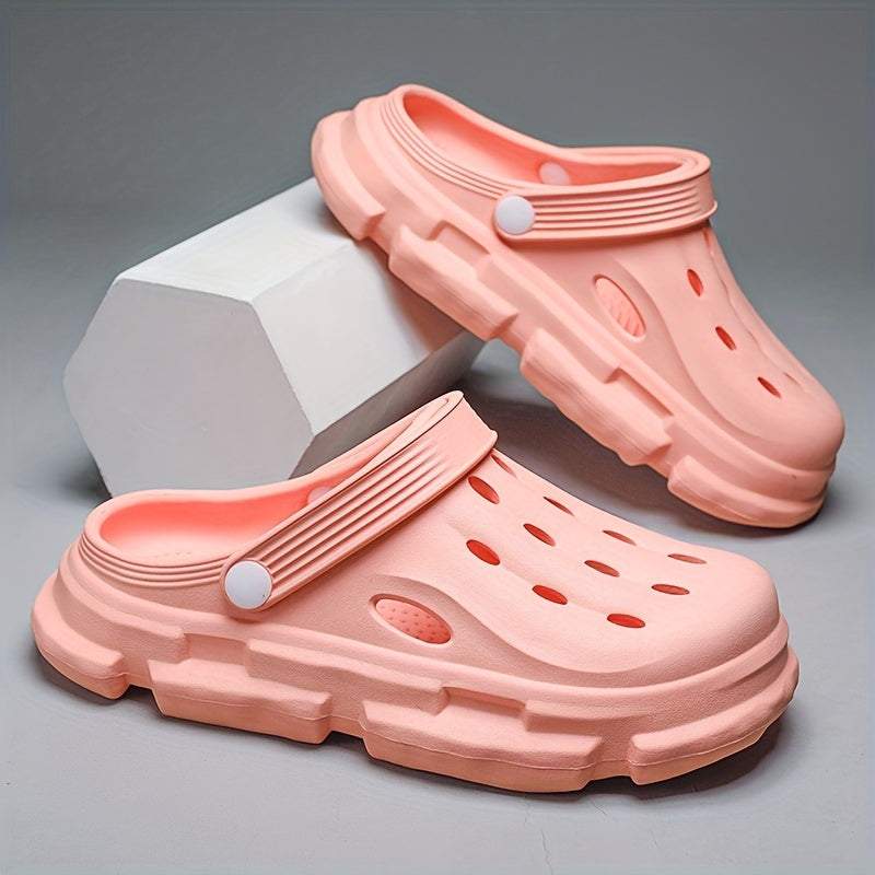Women's Breathable Closed Toe Clogs Ankle Strap Hole Shoes