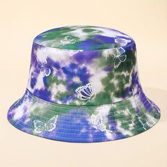 Butterfly Tie Dye Print Bucket Hat Hip Hop Basin Hat Casual Couple Fisherman Cap