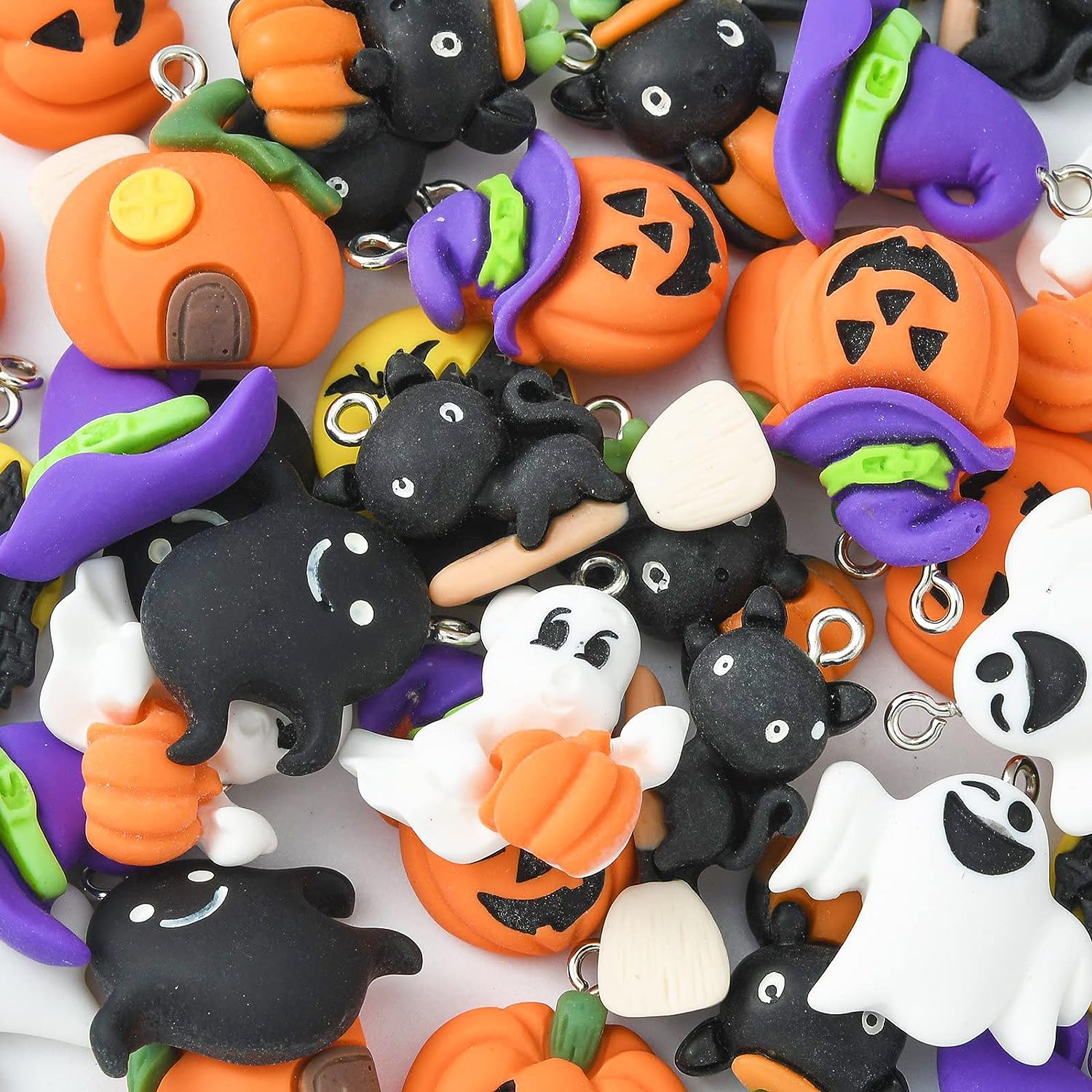 10pcs Halloween Resin Pumpkin Head Bat Demon Persian Cat Shirt Castl