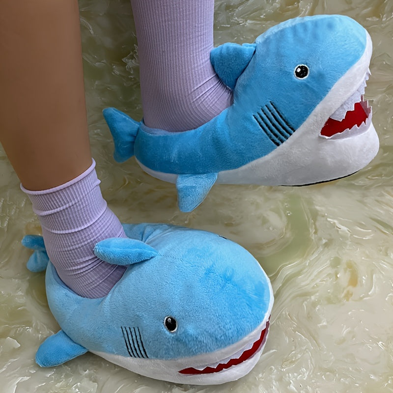 Girls Cartoon Shark Slip On House Shoes - Soft Non Slip Comfortable Indoor Shoes