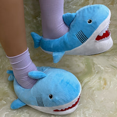 Girls Cartoon Shark Slip On House Shoes - Soft Non Slip Comfortable Indoor Shoes