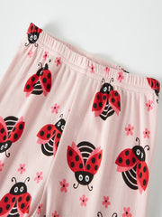 Girls Bee & Ladybug Print Pajamas Set - Tops & Pants