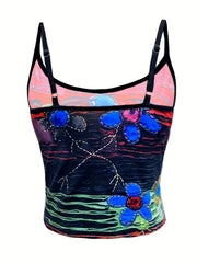 Flower Print Cami Top Sleeveless Summer Top
